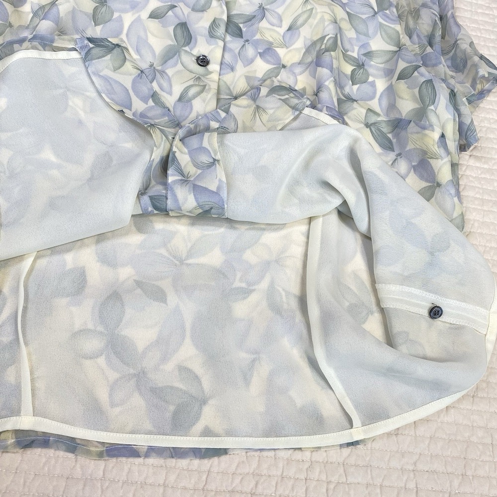 Liz Claiborne Women's Silk Floral Resort Short Sleeve Shirt Size 14 Button Front - Picture 15 of 15